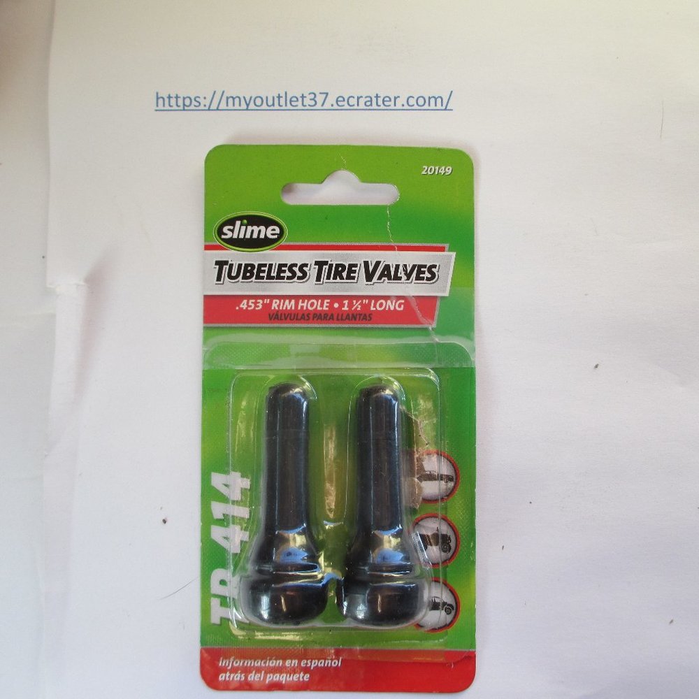 Slime Rubber Heavy Duty 1 1/2" Tubeless Tire Valves .453" QTY: 2 - Brand New
